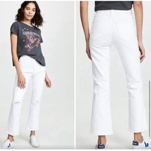 MOTHER Superior The Tripper in Almost Innocent White Distressed Jeans 25